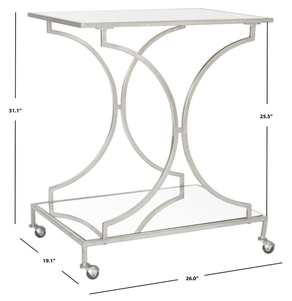 Safavieh Ignatius Bar Cart – Elegant Old World Design With Versatile Storage For Entertaining And Home Décor Silver/Mirror FOX2555A
