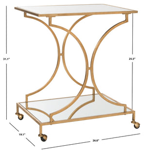 Safavieh Ignatius Bar Cart – Elegant Old World Design With Versatile Storage For Entertaining And Home Décor Gold/Mirror FOX2555B