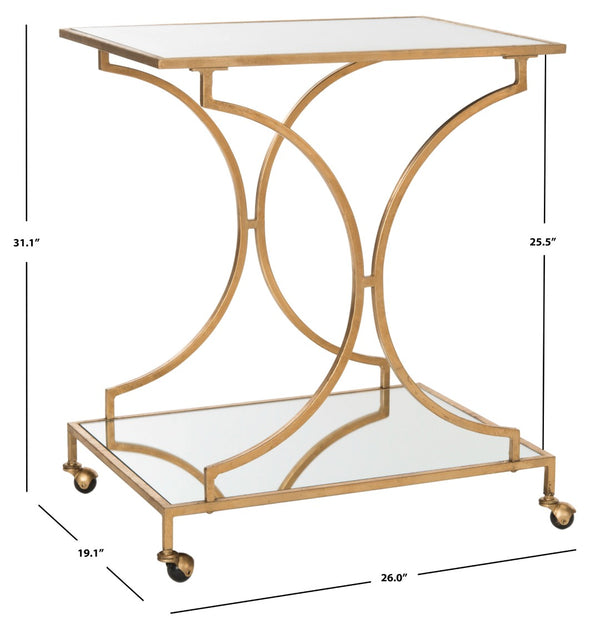 Safavieh Ignatius Bar Cart – Elegant Old World Design With Versatile Storage For Entertaining And Home Décor Gold/Mirror FOX2555B