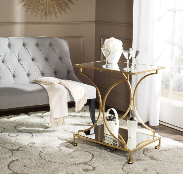 Safavieh Ignatius Bar Cart – Elegant Old World Design With Versatile Storage For Entertaining And Home Décor Gold/Mirror FOX2555B