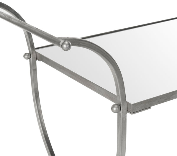 Safavieh Lucretius Bar Cart – Elegant Iron Frame With Mirrored Shelves For Stylish Home Entertaining & Display Silver/Mirror FOX2556A