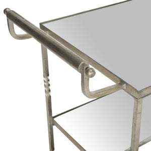 Safavieh Aurelius Bar Cart - Elegant Serving Trolley With Mirrored Shelves For Stylish Home Entertaining Silver/Mirror FOX2557A