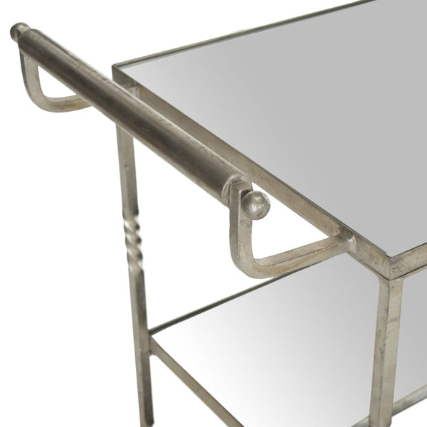 Safavieh Aurelius Bar Cart - Elegant Serving Trolley With Mirrored Shelves For Stylish Home Entertaining Silver/Mirror FOX2557A