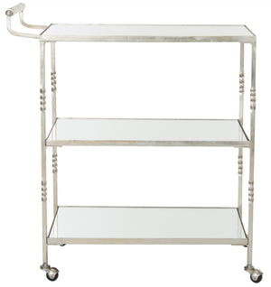 Safavieh Aurelius Bar Cart - Elegant Serving Trolley With Mirrored Shelves For Stylish Home Entertaining Silver/Mirror FOX2557A