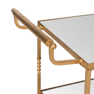 Safavieh Aurelius Bar Cart - Elegant Serving Trolley With Mirrored Shelves For Stylish Home Entertaining Gold/Mirror FOX2557B
