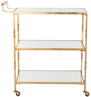 Safavieh Aurelius Bar Cart - Elegant Serving Trolley With Mirrored Shelves For Stylish Home Entertaining Gold/Mirror FOX2557B