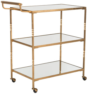 Safavieh Aurelius Bar Cart - Elegant Serving Trolley With Mirrored Shelves For Stylish Home Entertaining Gold/Mirror FOX2557B