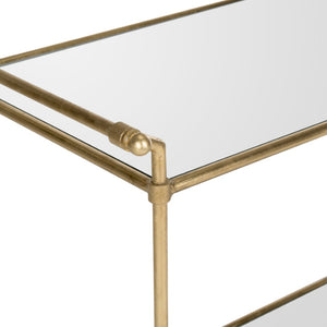 Safavieh Felicity Bar Cart - Elegant Gold-Finished Two-Tier Design With Mirrored Glass For Stylish Entertaining FOX2558A