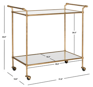 Safavieh Felicity Bar Cart - Elegant Gold-Finished Two-Tier Design With Mirrored Glass For Stylish Entertaining FOX2558A