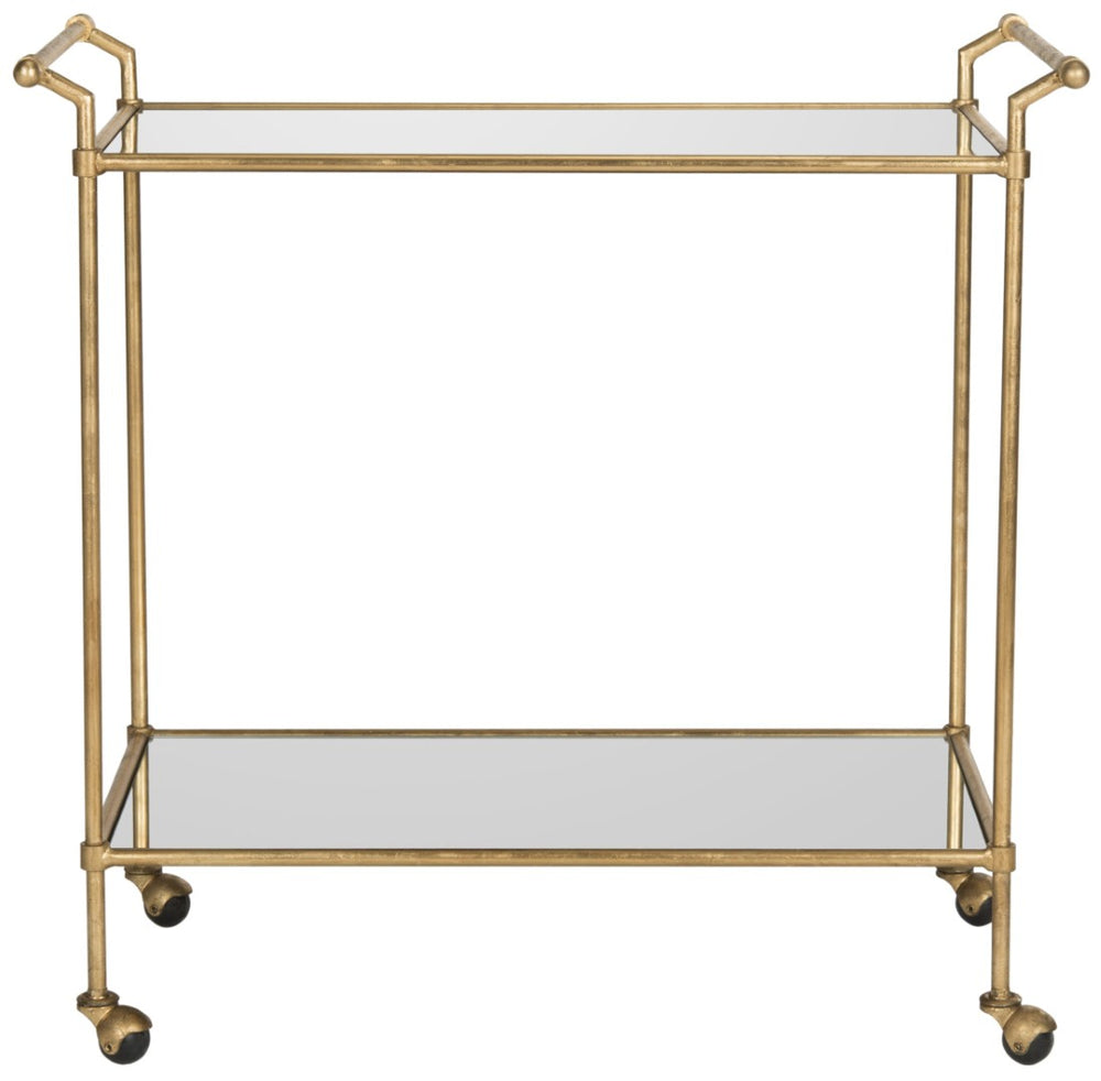 Safavieh Felicity Bar Cart - Elegant Gold-Finished Two-Tier Design With Mirrored Glass For Stylish Entertaining FOX2558A