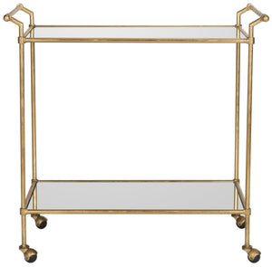 Safavieh Felicity Bar Cart - Elegant Gold-Finished Two-Tier Design With Mirrored Glass For Stylish Entertaining FOX2558A