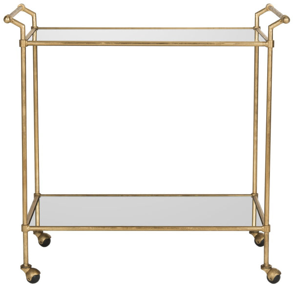 Safavieh Felicity Bar Cart - Elegant Gold-Finished Two-Tier Design With Mirrored Glass For Stylish Entertaining FOX2558A