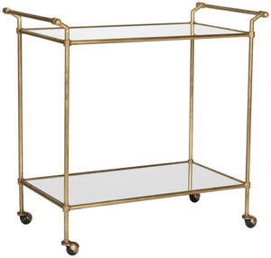 Safavieh Felicity Bar Cart - Elegant Gold-Finished Two-Tier Design With Mirrored Glass For Stylish Entertaining FOX2558A