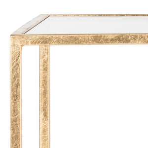 Safavieh Berdine Glass Top Accent Table With Greek Key Design - Elegant Gold Finish For Chic Home Décor FOX2560A