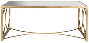 Safavieh Melosa Coffee Table - Glamorous Antique Gold Leaf Design With Clear Glass Top For Elegant Living Spaces FOX2566A