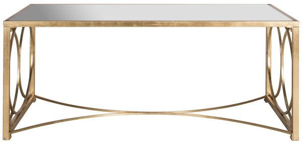 Safavieh Melosa Coffee Table - Glamorous Antique Gold Leaf Design With Clear Glass Top For Elegant Living Spaces FOX2566A