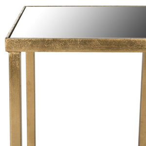 Safavieh Halyn Gold Leaf Mirror Top End Table – Glamorous Accent For Living Room, Bedroom & Entryway Decor FOX2567A
