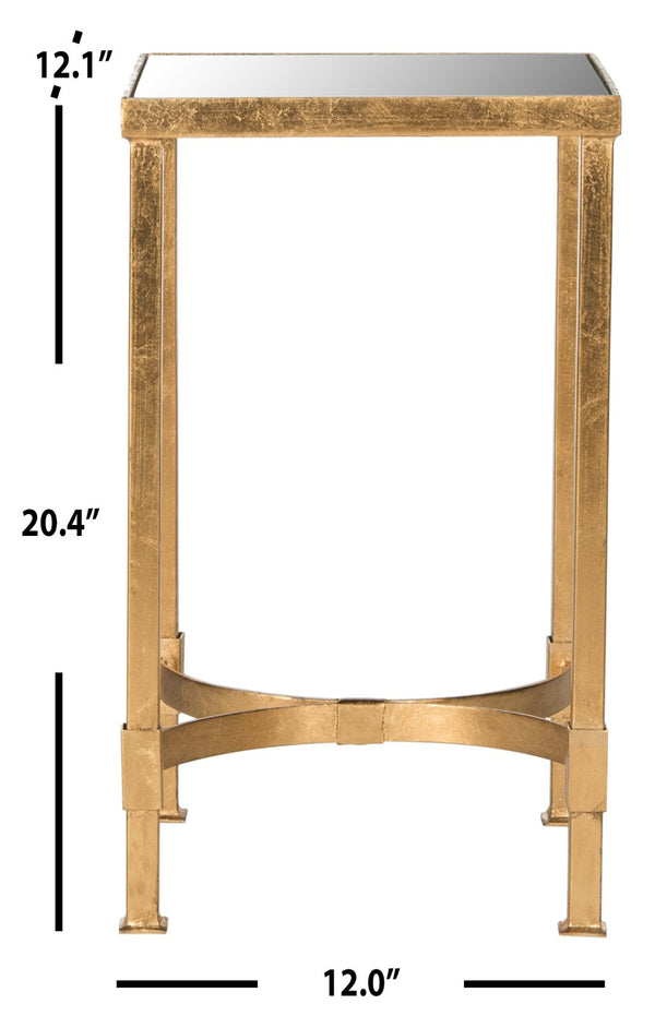 Safavieh Halyn Gold Leaf Mirror Top End Table – Glamorous Accent For Living Room, Bedroom & Entryway Decor FOX2567A