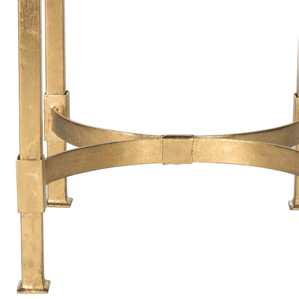 Safavieh Halyn Gold Leaf Mirror Top End Table – Glamorous Accent For Living Room, Bedroom & Entryway Decor FOX2567A