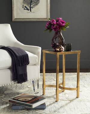 Safavieh Halyn Gold Leaf Mirror Top End Table – Glamorous Accent For Living Room, Bedroom & Entryway Decor FOX2567A