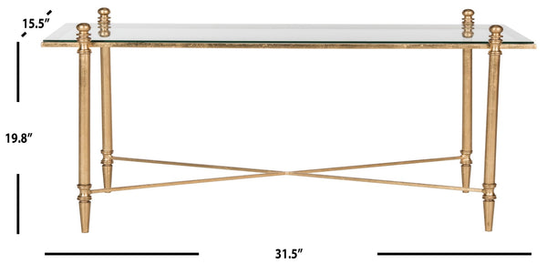 Safavieh Tait Elegant Antique-Inspired Coffee Table With Gilt Finish & Glass Top For Timeless Sophistication FOX2569A