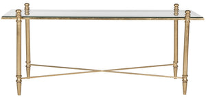 Safavieh Tait Elegant Antique-Inspired Coffee Table With Gilt Finish & Glass Top For Timeless Sophistication FOX2569A