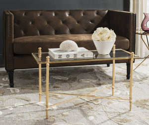 Safavieh Tait Elegant Antique-Inspired Coffee Table With Gilt Finish & Glass Top For Timeless Sophistication FOX2569A