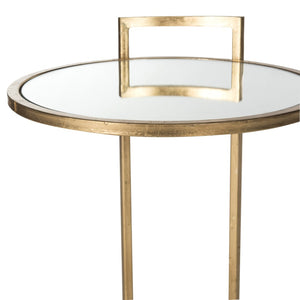 Safavieh Calvin Elegant Gold Leaf End Table - Mid-Century Inspired Design With Mirrored Accents & Warmth FOX2571A