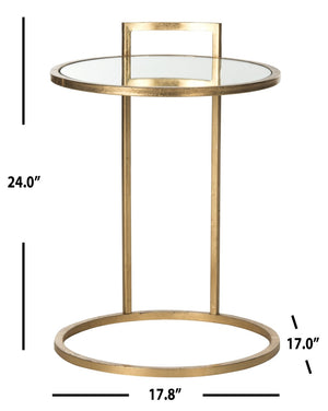 Safavieh Calvin Elegant Gold Leaf End Table - Mid-Century Inspired Design With Mirrored Accents & Warmth FOX2571A