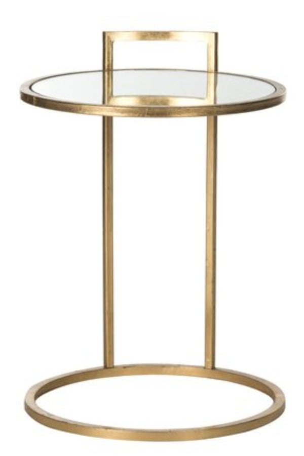 Safavieh Calvin Elegant Gold Leaf End Table - Mid-Century Inspired Design With Mirrored Accents & Warmth FOX2571A