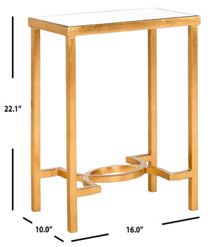 Safavieh Mita Elegant Gold Leaf End Table With Mirrored Top - Timeless Glamour For Modern & Traditional Spaces FOX2581A