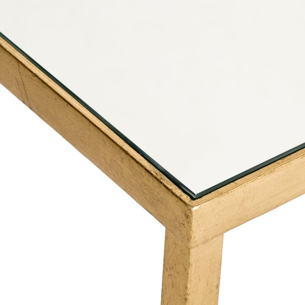 Safavieh Mita Elegant Gold Leaf End Table With Mirrored Top - Timeless Glamour For Modern & Traditional Spaces FOX2581A
