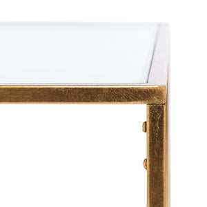 Safavieh Burton Sculptural Coffee Table - Artisanal Gold Leaf Finish & Glass Top For Elegant Living Spaces FOX2582A