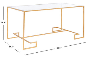 Safavieh Burton Sculptural Coffee Table - Artisanal Gold Leaf Finish & Glass Top For Elegant Living Spaces FOX2582A
