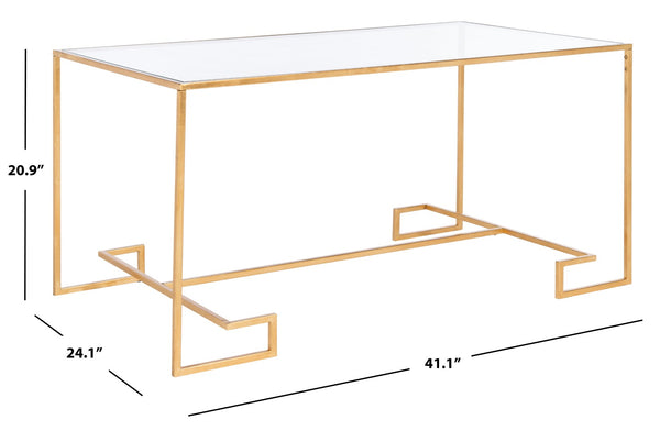 Safavieh Burton Sculptural Coffee Table - Artisanal Gold Leaf Finish & Glass Top For Elegant Living Spaces FOX2582A