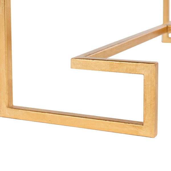 Safavieh Burton Sculptural Coffee Table - Artisanal Gold Leaf Finish & Glass Top For Elegant Living Spaces FOX2582A