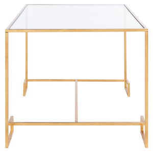 Safavieh Burton Sculptural Coffee Table - Artisanal Gold Leaf Finish & Glass Top For Elegant Living Spaces FOX2582A