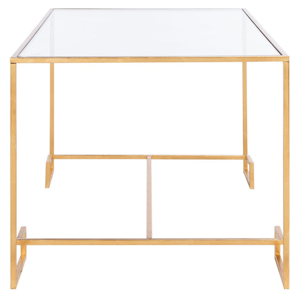 Safavieh Burton Sculptural Coffee Table - Artisanal Gold Leaf Finish & Glass Top For Elegant Living Spaces FOX2582A