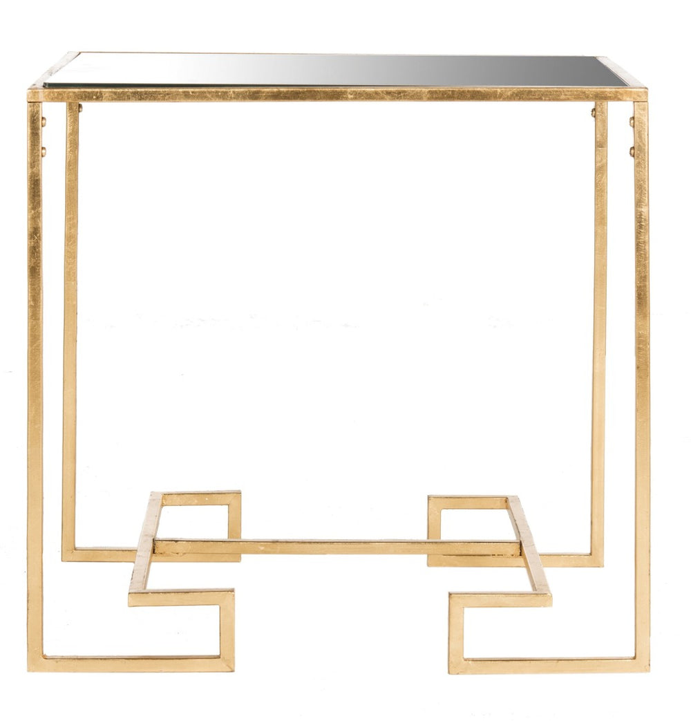 Safavieh Seamus Elegant Gold Leaf Greek Key Accent Table With Mirrored Details For Timeless Decor Appeal FOX2583A