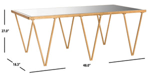 Safavieh Arlene Coffee Table - Vintage-Inspired Glam With Gold Leaf Finish & Mirrored Top For Luxe Living Spaces FOX2586A