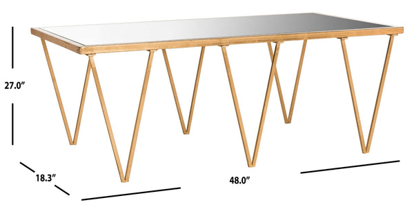 Safavieh Arlene Coffee Table - Vintage-Inspired Glam With Gold Leaf Finish & Mirrored Top For Luxe Living Spaces FOX2586A