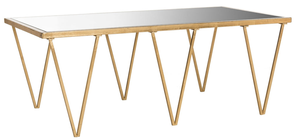 Safavieh Arlene Coffee Table - Vintage-Inspired Glam With Gold Leaf Finish & Mirrored Top For Luxe Living Spaces FOX2586A