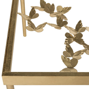 Safavieh Rosalia Butterfly Coffee Table - Elegant Antique Gold Finish & Glass Top, Timeless Living Room Centerpiece FOX2589A