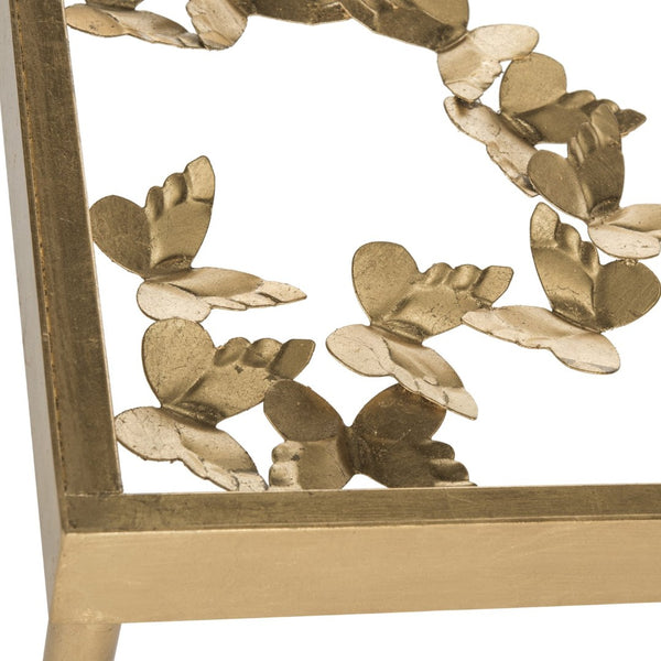 Safavieh Rosalia Butterfly Side Table - Antique Gold Accent With Sculptural Design For Elegant Spaces FOX2594A