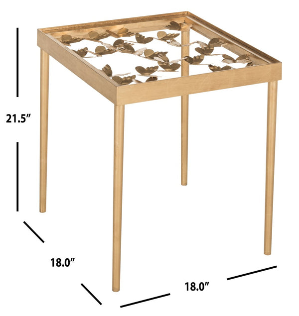Safavieh Rosalia Butterfly Side Table - Antique Gold Accent With Sculptural Design For Elegant Spaces FOX2594A