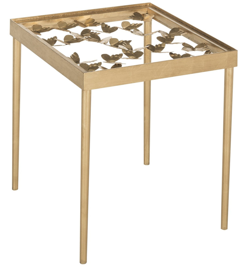 Safavieh Rosalia Butterfly Side Table - Antique Gold Accent With Sculptural Design For Elegant Spaces FOX2594A