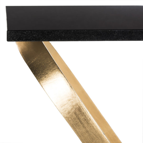Safavieh Dovie Modern Gold Leaf Accent Table With Black Glass Top – Stylish, Sculptural Design For Any Room FOX2597A