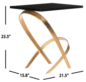 Safavieh Dovie Modern Gold Leaf Accent Table With Black Glass Top – Stylish, Sculptural Design For Any Room FOX2597A