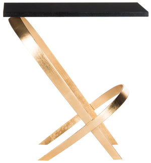 Safavieh Dovie Modern Gold Leaf Accent Table With Black Glass Top – Stylish, Sculptural Design For Any Room FOX2597A