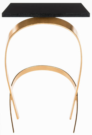 Safavieh Dovie Modern Gold Leaf Accent Table With Black Glass Top – Stylish, Sculptural Design For Any Room FOX2597A